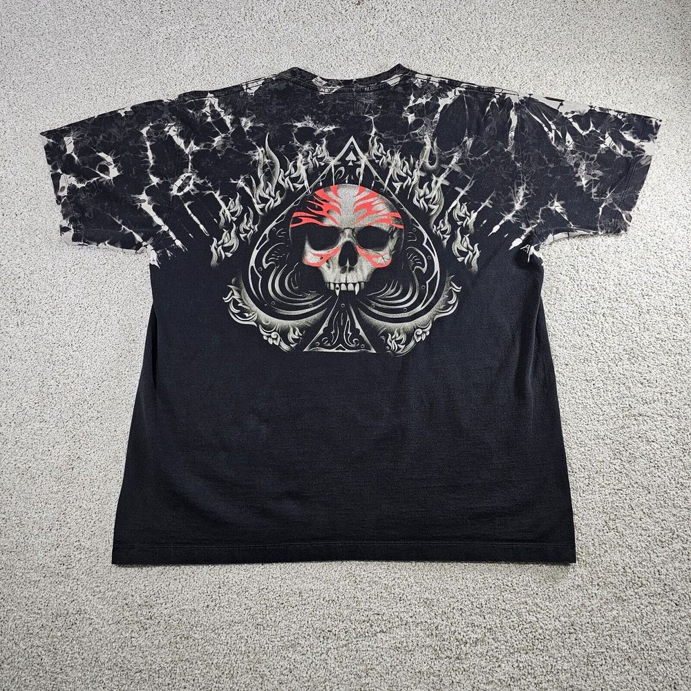Y2K Survivors AOP Skull Spade Flames Adult XL Black T-Shirt Biker Edgy Grunge - Picture 2 of 8